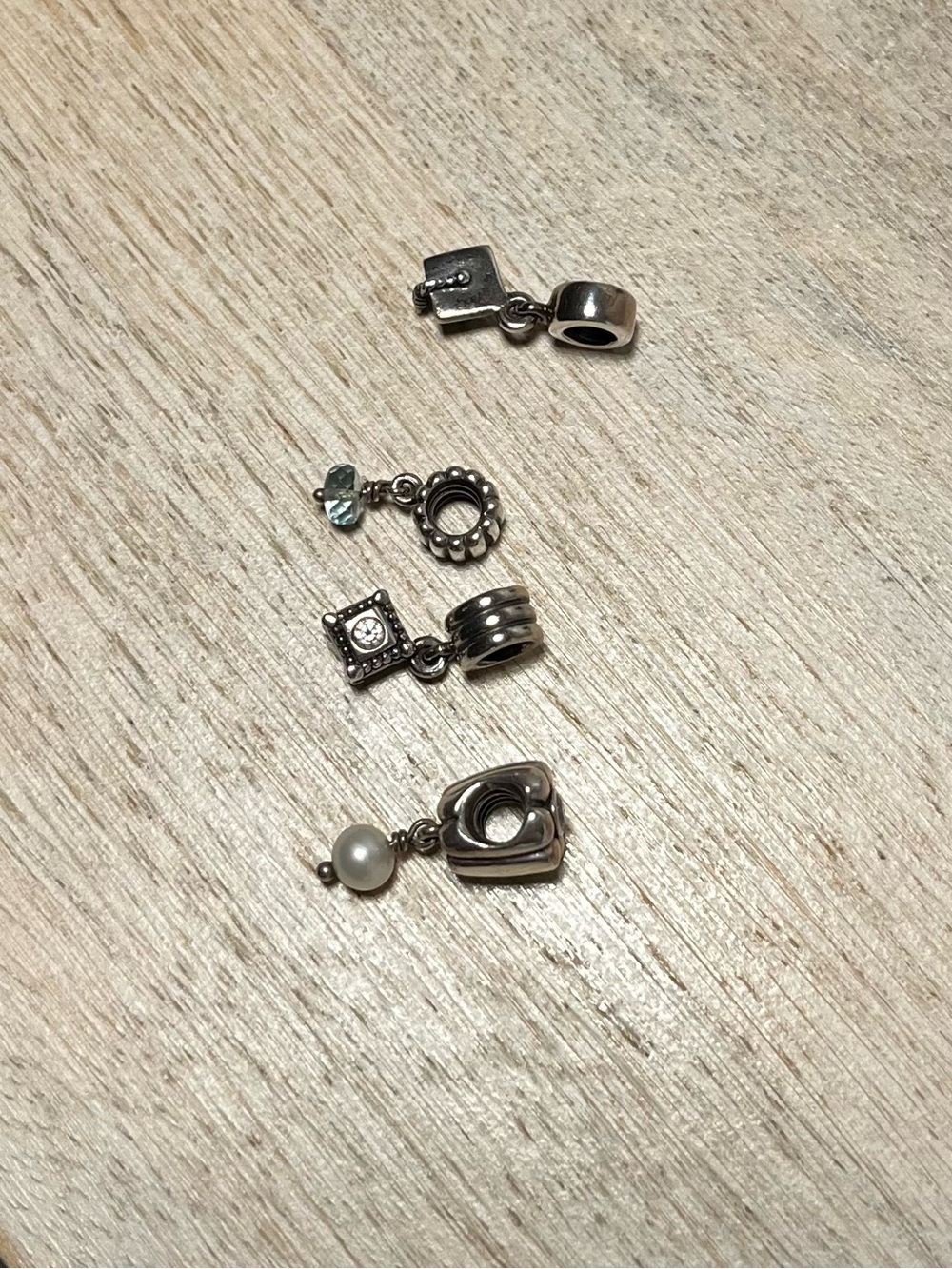 Pandora Silver Charm Dangle Mix with Pearl and Crystal Accents